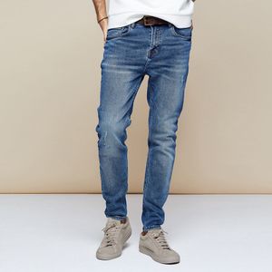 Kuegou Herfst Katoen Blauw Verontruste Skinny Jeans Mannen Streetwear Slim Fit Denim Broek Voor Mannelijke Stretch Broek 2958