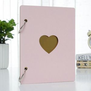 6 Inch Liefde Hart Houten Cover Fotoalbum Baby Groei, Familie, Paar Herdenkingsmunt Diy Album