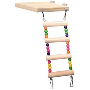 Houten Papegaai Hamster Klimmen Ladder Swing Spelen Speelgoed Set Vogels Opknoping Brug Oefening Baars Stand Platform Kooi