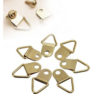 20 Stks/partij Driehoek Gouden Messing D-Ring Foto Olieverf Spiegel Frame Wall Mount Haken Hangers