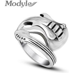 Zorcvens Mode-sieraden Rvs Heren Ring Titanium Staal Gegraveerd Gitaar Punk Rock Classic Ringen Voor Mannen