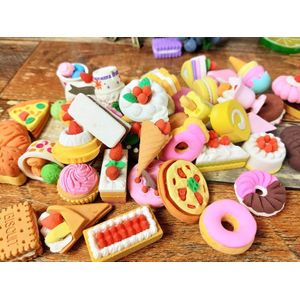 60Pcs Kawaii Gum Leuke Creatieve Taart Ijs Puzzel Gummen Voor Potloden School Stationair Rubber Kids