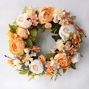 40 cm Simulatie Guirlande Kunstmatige Rose Krans Home Deur Muur Decor Prop Wedding Party Decoratie