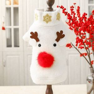 1pc Elegante Jaar Winter Hond Jas Kerst Elanden Grote Neus Patroon Wit Pet Kleding voor Kleine Hond Chihuahua kat Kleren