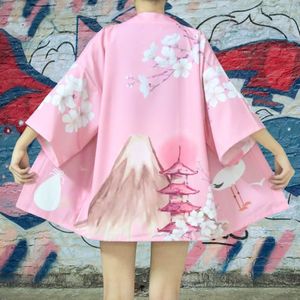 Vrouwen Harajuku Vest Japanse Kimono Zomer Crane Print Losse Shirt Top Casual Vrouw Man Kimono Jas Paar Yukata Kimono