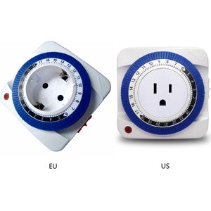 24 Uur Timer Socket Mechanische Programma Timer Schakelaar Socket 230V/110V Eu/Us Plug Muur Outlet protector Energie Saveing