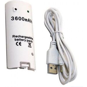 Wit 3600 mAH Oplaadbare Batterij Oplader Kabel voor Nintendo Wii Remote Controller