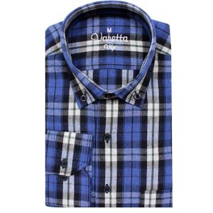 Mens Plaid Flanellen Shirts Lange Mouw Overhemd Blauw Shirt Casual Katoen Wol Shirts Voor Mannen Katoen Stof Plaid Varetta