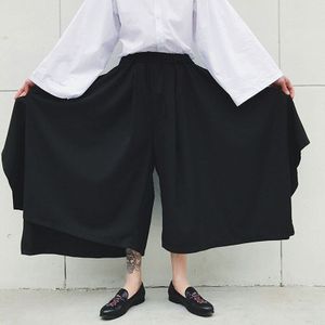 Mannen Ultra Breed En Elegante Paar Eenvoudige Originele Rok Broek Casual Broek Donker Bell Bottoms 9-punt Wijde Pijpen