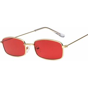 1 Pc Vintage Kleine Vierkante Zonnebril Vrouwen Vintage Mode Schaduw Vierkante Metalen Frame Zonnebril Rood Geel Roze