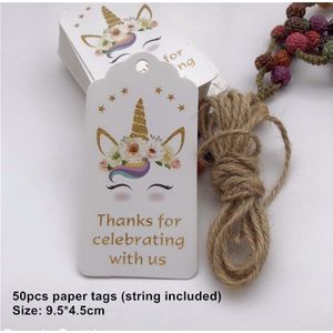 50 stks/partij Eenhoorn Flamingo Papier Tags Wikkelen DIY Hang Tag Labels Bruiloft Gunsten Card Plakboeken Borden