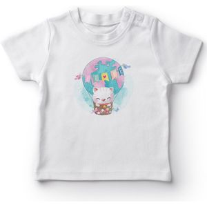 Angemiel Baby Balondaki Leuke Kat Baby Meisjes T-shirt Wit
