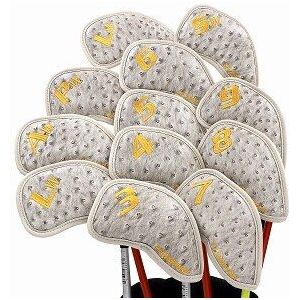 Champkey 12 Stuks Golf Iron Cover Headcover Golf Iron Head Covers 3 Kleuren Pu Leer Met Adem Gaten Golf club Iron Covers