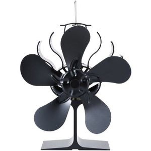 Zwart Haard 5 Blade Warmte Aangedreven Kachel Fan Hout Brander Eco Vriendelijke Stille Ventilator Thuis Efficiënte Warmteverdeling
