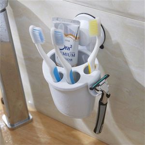 Multifunctionele Witte Wandmontage Tandenborstelhouder Badkamer Producten Tandpasta Houder Palstic Scheerapparaat Houder Badkamer Tool