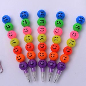 5 Stks/partij Creatieve Gesuikerde Haw Cartoon Smiley Graffiti Pen 7 Kleuren Krijt Wax Potlood Voor Kinderen Schrijven School levert