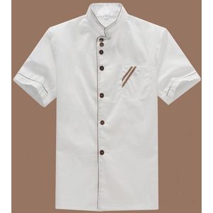 Korte Mouw Bakkerij Pocket Wasbare Hars Knop Fornuis Uniform Restaurant Catering Lichtgewicht Keuken Chef Jacket Solid Zomer