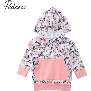 Gloednieuwe Pasgeboren Peuter Baby Meisjes Herfst Kleding Tops Bloemenprint Lange Mouwen Trui Pocket Katoen Warme Kleren 6M-5Y