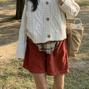 Nomikuma Hoge Taille Shorts Effen Kleur Corduroy Rechte Losse Korte Broek Vrouwen Casual Mode Bodems Vrouwelijke Ropa Mujer 3c171