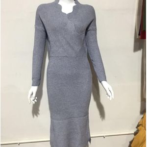 Herfst Winter Vrouwen Slim V-hals Gebreide Trui Jurk Vrouwelijke Bodycon Tricot Truien Jurk Knitwear Elegante Vestidos K250