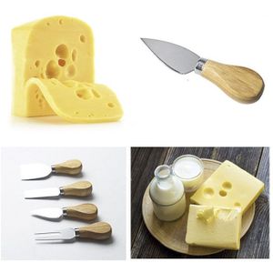 4 stks/set houten Handvat Sets Eiken Kaas Cutter Rvs Boter Mes Slicer Keuken Dessert Jam Kaas Cutter Koken Gereedschap