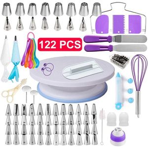 122Pcs Ei Blender Cake Decoratie Tool Cake Draaitafel Set Nozzle Spatel Taart Draaitafel Set Cake Decorating Bakken Tools