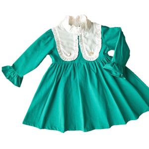 Kinderen Lolita Jurk Pop Kraag Jurk Katoen Groene Lange Mouwen Prinses Jurk Meisjes Hof Stijl Jurk Sweet Lolita Kostuum