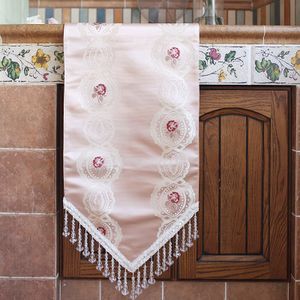 Mooie Kristallen Hanger Tafelloper Rose Patroon Tafel Vlag Woonkamer Koffietafel Mat Decoratie Theeceremonie Accessoires