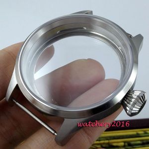 43Mm Saffierglas Rvs Case Fit Eta 6497 6498 St 3600 Beweging Horloge Case