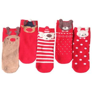 5 Paar Katoen Winter Herfst Baby Meisjes Jongens Kids Sokken Kinderen Badstof Sneeuwvlok Elanden Kerstman Beer Kerst Serie kids