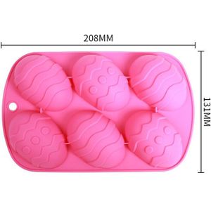 6 Holte Paasei Vormige Siliconen Bakvorm 3D Cakevorm Muffin Chocolade Cookie Bakvorm Pan Ice Maker Mould