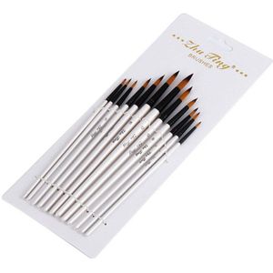 12 Stuks Nylon Haar Houten Handvat Aquarel Penseel Pen Set Voor Leren Diy Olie Acryl Schilderen Art Penselen levert