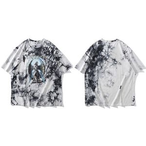 Lenstid Devil Angel Gedrukt Tie Dye T-shirts Heren Hip Hop Harajuku Streetwear T-shirt Korte Mouw Tees Tops Zomer T shirts