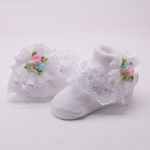 Kawaii Leuke Baby Meisjes Katoen Zweet Absorberende Non-Slip Sokken Met Kant Bloemen Sokken
