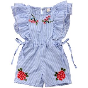 Mooie Bloem Meisje Streep Romper Peuter Kids Jumpsuit Bodysuit Kleding Outfits