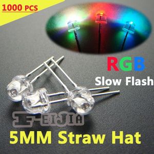 1000 stks 5mm Superbright Transparante Strooien Hoed LED RGB Langzaam Flash Automatische 5mm DIP Light Emitting Diode LED lndicator lichten
