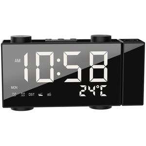 Wekker Digitale Tafel Klok Met Projectie Fm Radio Led Klok Projector Elektronische Bureau Klokken Snooze Thermometer Display