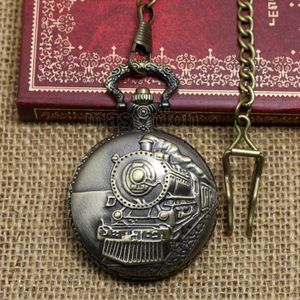 Victoriaanse Stijl Retro Vintage Brons Stoomtrein Head Quartz Zakhorloge Ketting Ketting Pedant P107C