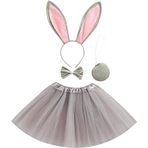 Peuter Baby Meisje Fotografie Kleding, pasen Bunny Hair Band + Strikje + Staart + Multi-layer Tule Rok 0-3T