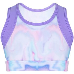 Zomer Mode Meisjes Tank Top Dance Stage Performance Workout Tieners Tie-Dye Print Mouwloze Kinderen Meisjes Ondergoed Crop Top