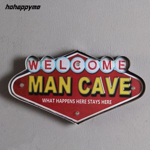 Welkom Man Cave Led Borden Bar Cafe Garage Winkelen Club Woonkamer Muur Decoratieve Vintage Metalen Bord Metalen Plaat Thuis decor