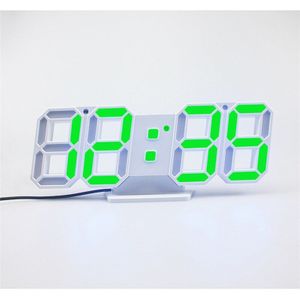Moderne Digitale 3D Wit Led Wandklok Wekker Snooze 12/24 Uur Display