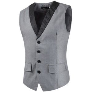 Suharybo Zwarte Classtic Patchwork Rayon Kraag Mannen Pak Vest Voor Man Zakelijke Kleding Knop Open Slim Grey vest