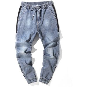 Herfst Mannen Hoge Streetwear Jeans Mode Tij Brief Broek Patchwork Losse Plus Size Harlan Broek Elastische Stretch Jeans 56 58 60