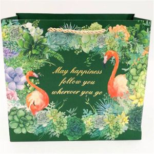 Flamingo Box Set Bruiloft Hand Box Favor Candy Bag Persoonlijkheid Souvenir Party Papieren Zakken Pak Pack