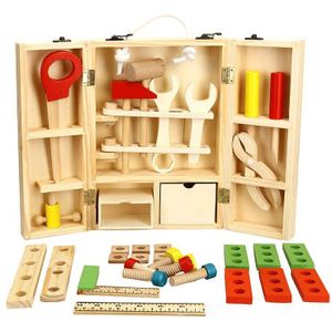 Houten Toolbox Houten 3D Puzzel Toolbox Service Simulatie speelgoed voor Baby kids Educatief speelgoed jongen gereedschapskist speelgoed