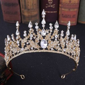 Barokke Retro Brons Violet Crystal Bridal Tiara Kroon Rhinestone Pageant Diadeem Veil Tiara Hoofdbanden Bruiloft Haar Accessoires