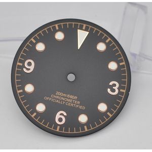 Horloge Onderdelen, 30.4 Mm Zwart/Bruin Steriele Wijzerplaat Rose Goud/Wit Marks Voor Unitas Eta 2824 2836 Automatische Beweging