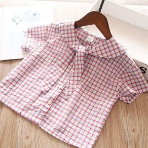2022 Zomer Baby Meisjes Korte Mouwen Plaid Shirt