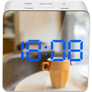 Led Spiegel Wekker Met Dimmer Snooze Temperatuur Functie Voor Slaapkamer Kantoor Reizen Digitale Woondecoratie Klok